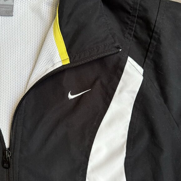 Vtg Women Nike‎ Track Jacket Y2K Black White Yellow Accents M Tennis Prep - Picture 2 of 7